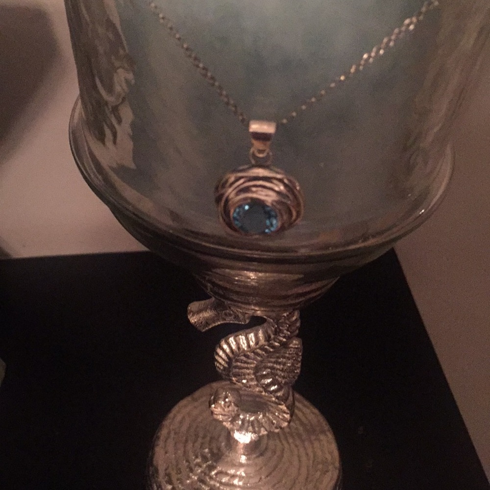 Blue Topaz & Sterling Silver Necklace.